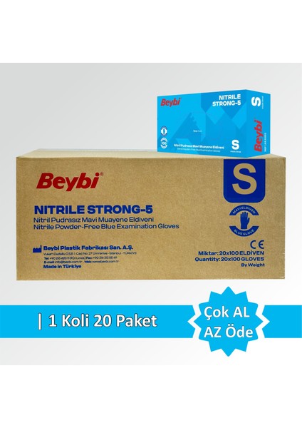 Nitril Strong Pudrasız Muayene Eldiveni - Koli (20 Paket)
