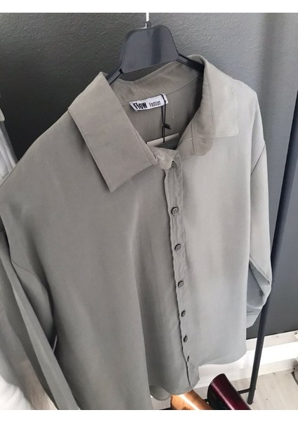 Haki Yeşil Renk Modal Kadın Gömlek