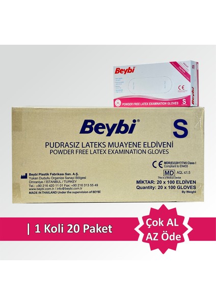 Lateks Pudrasız Muayene Eldiveni MDR - Koli (20 Paket)