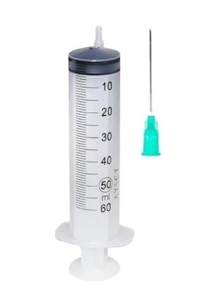 50 ml (20 Adet) Enjektör Yeşil Iğneli Steril 50 cc Şırınga 38MM 21G
