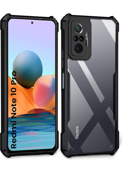 Xiaomi Redmi Note 10 Pro Kılıf Darbe Önleyici 3D Kamera Korumalı Arkası Sararmaz Sert Şeffaf Kenarları Silikon Kapak