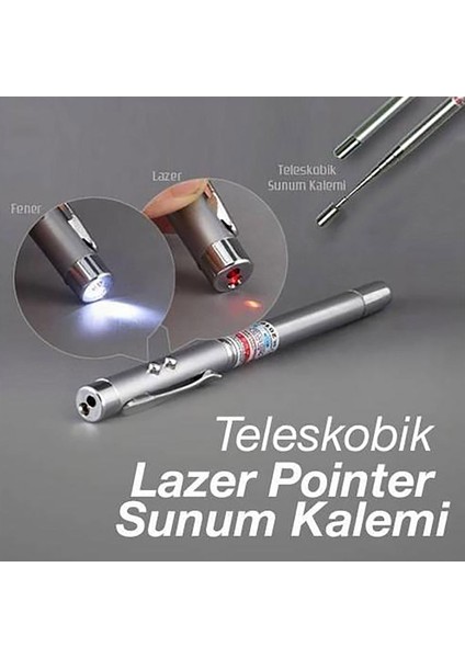 MF-SKP01 Mıknatıslı El Fenerli Uzayabilen Sunum Kalemi Lazer Pointer