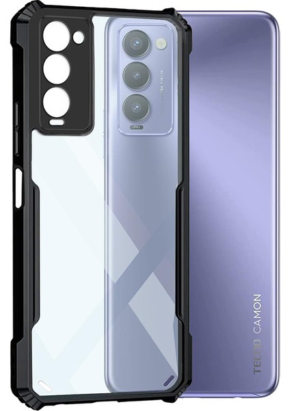 Tecno Camon 18 / 18 Plus Kılıf Darbe Önleyici 3D Kamera Korumalı Arkası Sararmaz Sert Şeffaf Kenarları Silikon Kapak