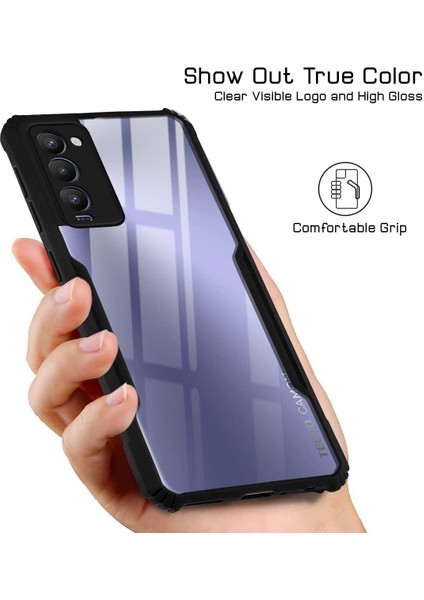 Tecno Camon 18 / 18 Plus Kılıf Darbe Önleyici 3D Kamera Korumalı Arkası Sararmaz Sert Şeffaf Kenarları Silikon Kapak