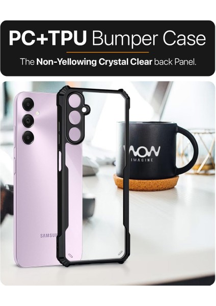 Galaxy A05S Kılıf Darbe Önleyici 3D Kamera Korumalı Arkası Sararmaz Sert Şeffaf Kenarları Silikon Kapak