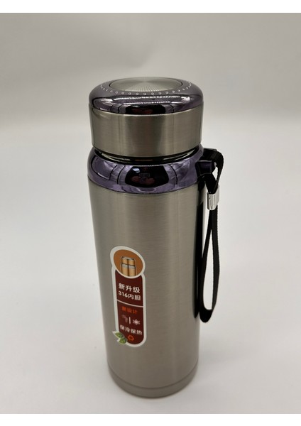 1. Kalite 316 Paslanmaz Çelik Termos Taşınabilir Askılı Vakumlu Kapak 800 Ml.