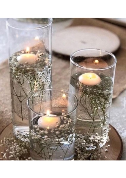 3'lü Silindir Mumluk -Rsglassware Çap 9 cm - Boyları 12 - 15 - 20 cm