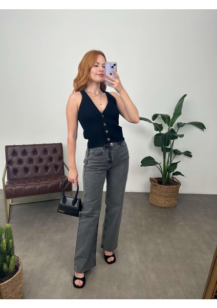 Sue Store Füme Yıkamalı Straight Jean