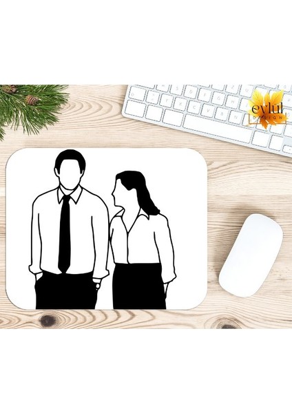 Eylül Design The Office Jim Pam Temalı Baskılı Özel Tasarım Dikdörtgen Kaydırmaz Mousepad