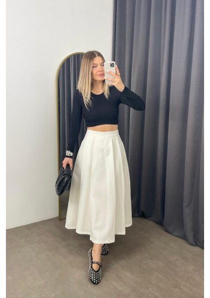 Beyaz Pileli Çan Model Balon Etek modelleri