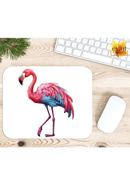 Eylül Design Flamingo Baskılı Temalı Renkli Baskılı Özel Tasarım Dikdörtgen Kaydırmaz Mousepad