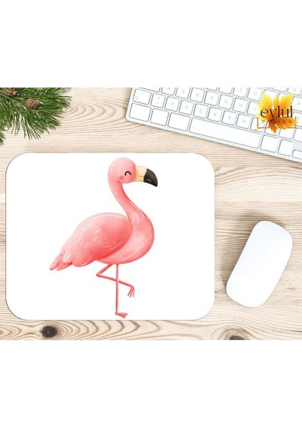 Flamingo Baskılı Temalı Renkli Baskılı Özel Tasarım Dikdörtgen Kaydırmaz Mousepad