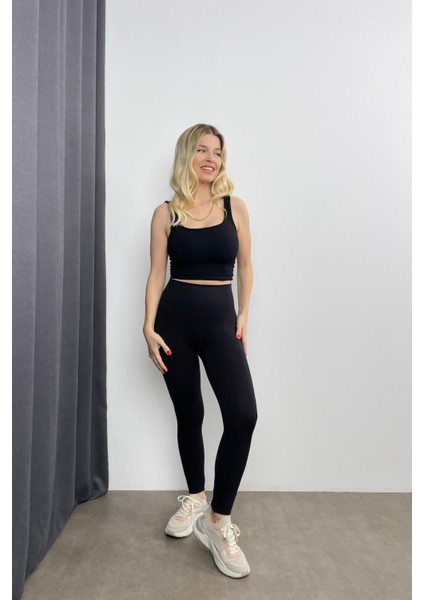 Siyah Dikişsiz Yüksek Bel Tayt fiyatları