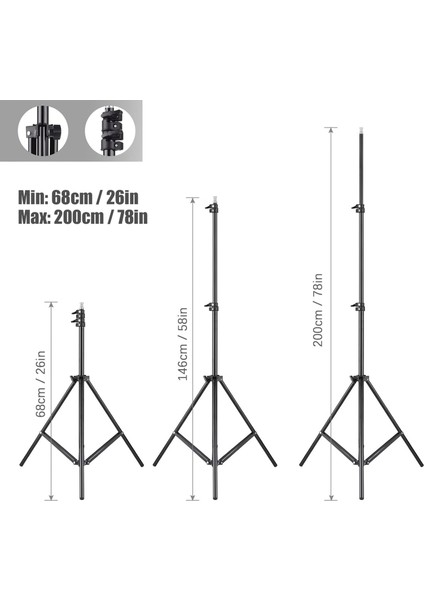 50 x 70 cm Crossbarlı SoftBox 4 Duylu LED 200 cm Ayaklı Sürekli Işık Ürün Reklam Makyaj Stüdyo Çekimleri