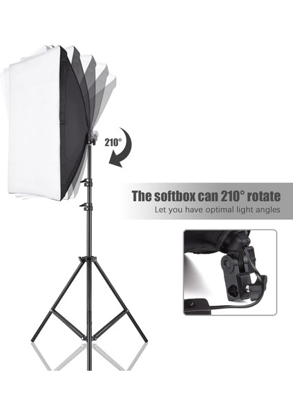 2 Li 50 x 70 cm SoftBox 4 Duylu LED Sürekli Işık Seti Crossbarlı Ürün Reklam Makyaj Stüdyo Çekimleri