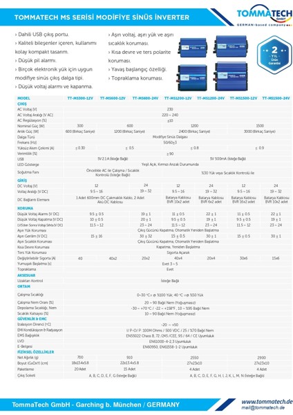 MS-1500W 24V Modifiye Inverter 1500 W Watt Çevirici Invertör