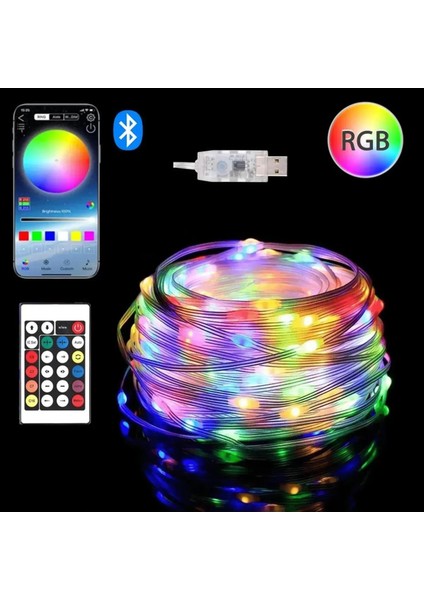 10 mt Rgb LED Uzaktan Kumandalı Sese Duyarlı Bluetooth Ile Telefona Bağlanabilir Rgb Şerit LED