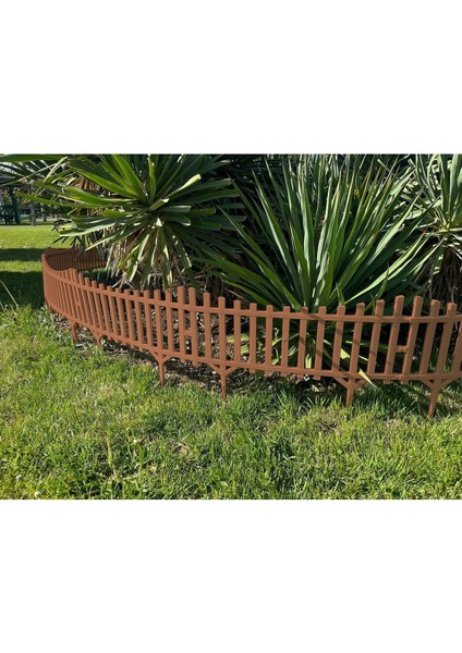 Kahverengi Mini Bahçe Çiti Dekoratif Esnek Plastik Çit Peyzaj Koruma Panel Çit 58-36 cm 1 Adet