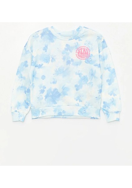 Bisiklet Yaka Desenli Uzun Kollu Kız Çocuk Sweatshirt Ve Eşofman Altı modelleri