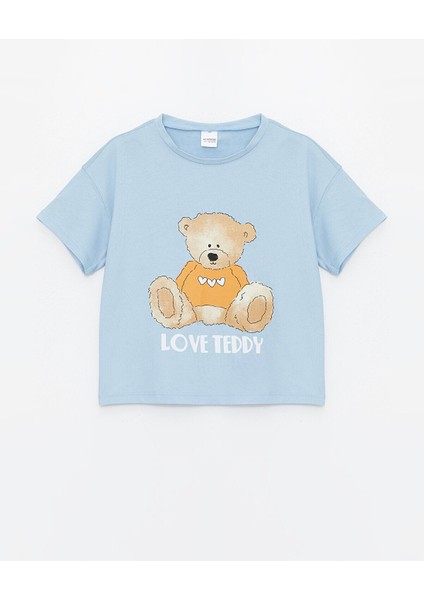 Bisiklet Yaka Baskılı Kısa Kollu Kız Çocuk Pijama Takımı indirimleri