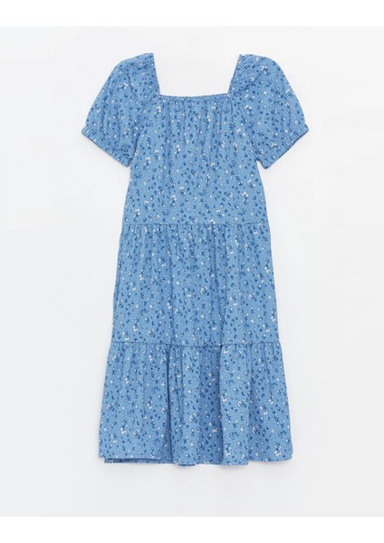 kare Yaka Kısa Kollu Kız Çocuk Elbise fiyatları