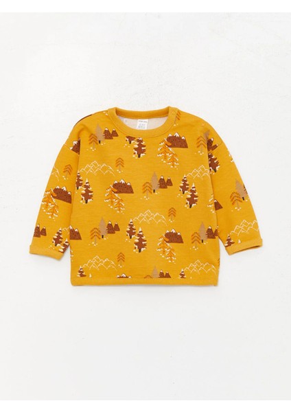 Bisiklet Yaka Uzun Kollu Baskılı Erkek Bebek Sweatshirt ve Pantolon 2'li