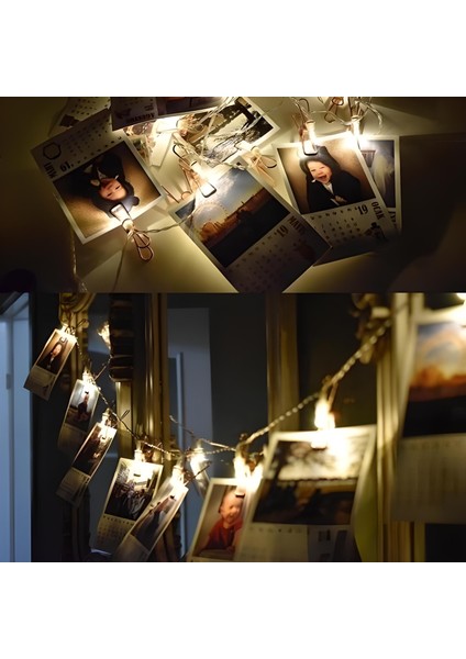 Bakır Renkli LED Işıklı Fotoğraf Asma Işık Süsleme Mandalları fiyatları