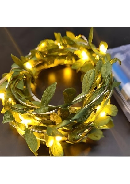 Yapraklı Dekorlu 3 Metre Peri LED Pilli Işık Yılbaşı Aydınlatma
