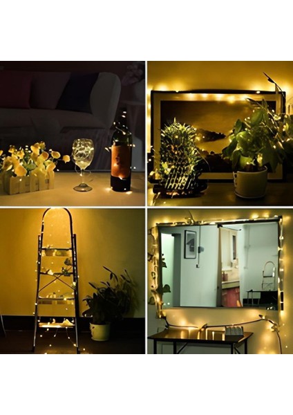 Peri LED Işık 5 Metre (Sarı) Pilli Aydınlatma Şerit Saçak Spot Süsleme