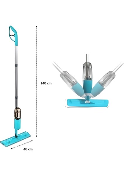 Mbb E-Ticaret Mbb Eticaret Döner Başlıklı Spreyli Mop Parke Ahşap Fayans Temizleyici Su Hazneli Sihirli Paspas