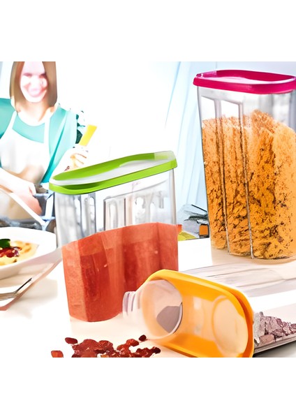 Mbb Eticaret 2 Kapaklı Ölçekli Erzak Kuru Gıda Saklama Kutusu Kabı - 1,7 Litre - SA935