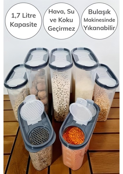 Mbb Eticaret 2 Kapaklı Ölçekli Erzak Kuru Gıda Saklama Kutusu Kabı - 1,7 Litre - SA935