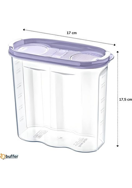 Mbb Eticaret 2 Kapaklı Ölçekli Erzak Kuru Gıda Saklama Kutusu Kabı - 1,7 Litre - SA935