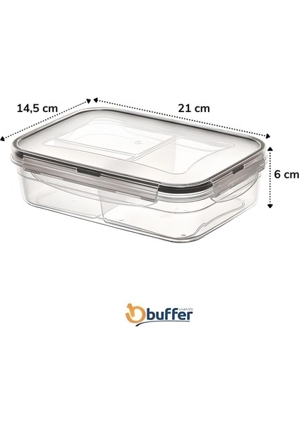 Mbb Eticaret 3 Bölmeli Kilitli Kapaklı 1 Litre Erzak Saklama Kabı LC-510
