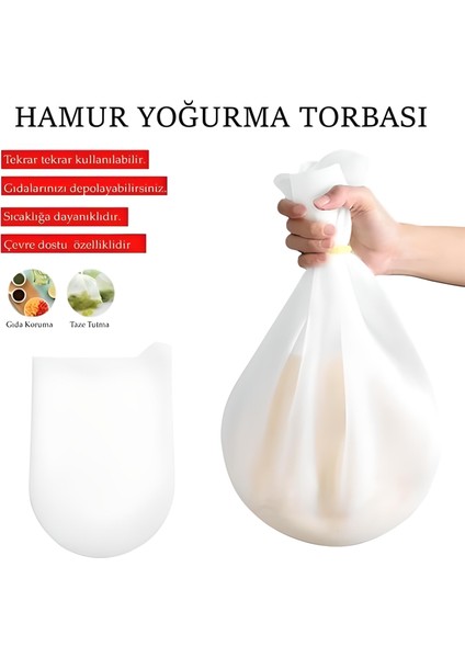 Mbb Eticaret Hamur Torbası Orta Boy Silikon Şeffaf Hamur Yoğurma Torbası Ekmek Makarna Mantı Hamuru Kolay Yoğurma