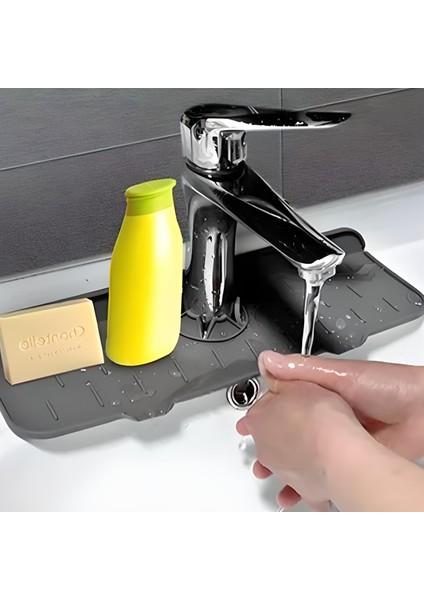 Mbb Eticaret Lavabo Için Silikon Esnek Mat Musluk Sapı Damlama Tutucu Raf Mutfak Tezgahı Sıçrama Koruma