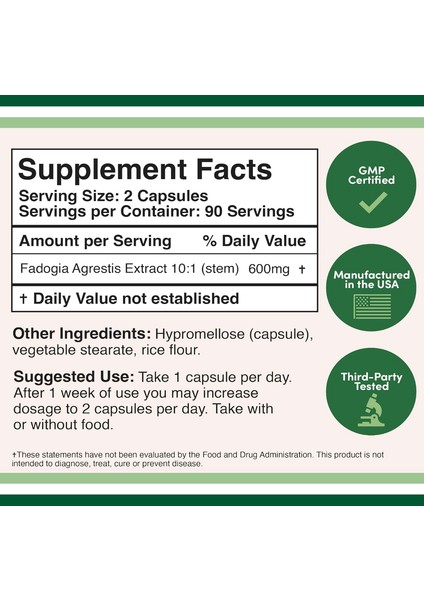 Fadogia Agrestis 600 mg 180 Capsul Powerful Extract To Support Athletic Performance And Muscle Growth