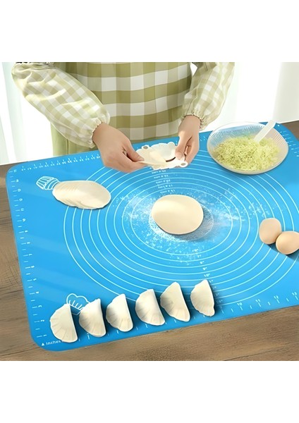 Mbb Eticaret 40*50 cm Silikon Ölçekli Kullanımı Kolay Hamur Açma Matı Ekmek Mantı Makarna Hamuru Yoğurma Matı
