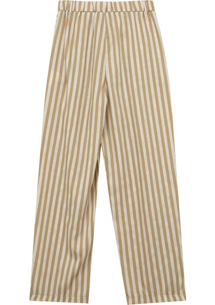 Lastikli Bel Bol Kesim Beyaz - Bej Kadın Pantolon F4SL-PNT0822 fiyatları