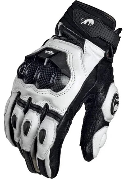 Motorcycle Gloves Black Racing Genuine Leather Motorbike White Road Riding Team Glove Men Summer Winter (Yurt Dışından)