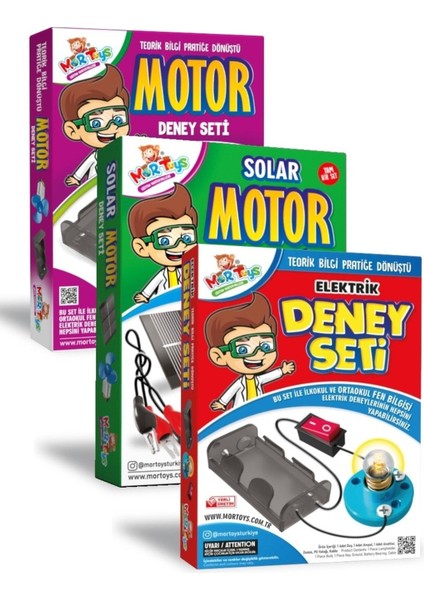 Mortoys 3' Lü Deney Seti, Elektrik, Motor, Solar Motor Deney Setleri