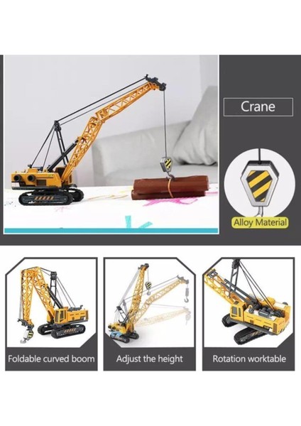 Oyuncak Metal Kırılmaz Iş Makinaları Paletli Ekskavatör + Vinç Erkek Çocuk Oyuncak Depo