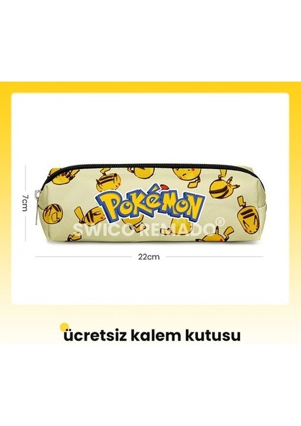 Karikatür Pokemon Kalem Kutulu Ilkokul Çantası - Sarı (Yurt Dışından)