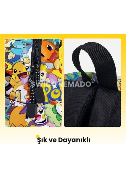 Karikatür Pokemon Kalem Kutulu Ilkokul Çantası - Sarı (Yurt Dışından)