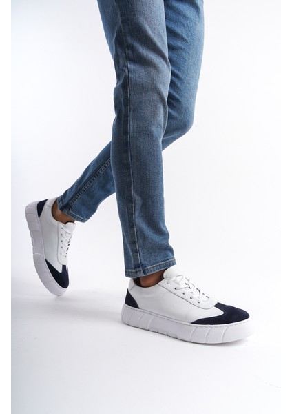 Erkek Deri Spor Ayakkabı & Sneaker Lacivert/beyaz -MBKRY506-LCVB