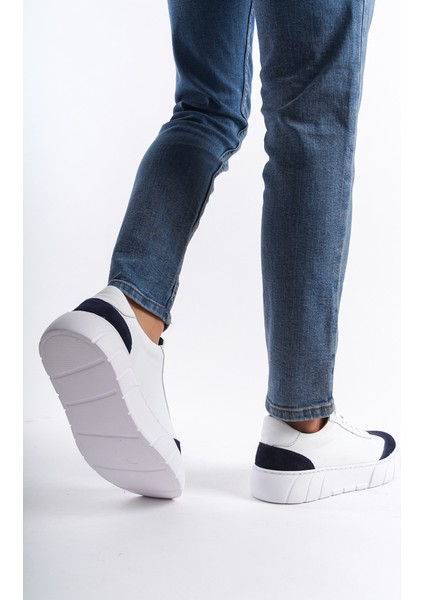 Erkek Deri Spor Ayakkabı & Sneaker Lacivert/beyaz -MBKRY506-LCVB fırsatları