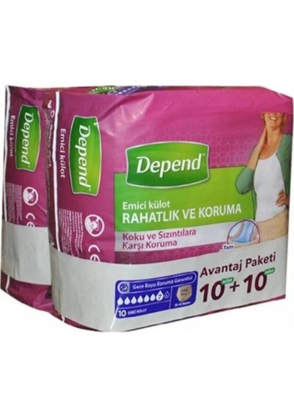 Kadın Emici Orta Külot 10+10 Paket