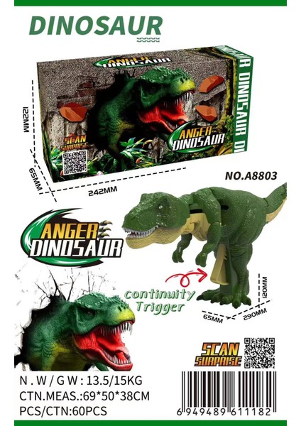 Niuniu Shop Dinozorlar Geliyor, Kötü Ejderha Kükrüyor, Bastırıyor ve Başını Sallıyor, Sağa Sola Sallıyor, Korkutucu Tyrannosaurus Rex, Basıncı Azaltan, Hileli Çocuk Oyuncağı (Yurt Dışından)