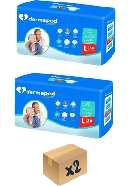 Yetişkin Hasta Bezi Bel Bantlı Büyük Boy (L) Beden Süper Emici Avantaj Paket 30*2 60 Adet