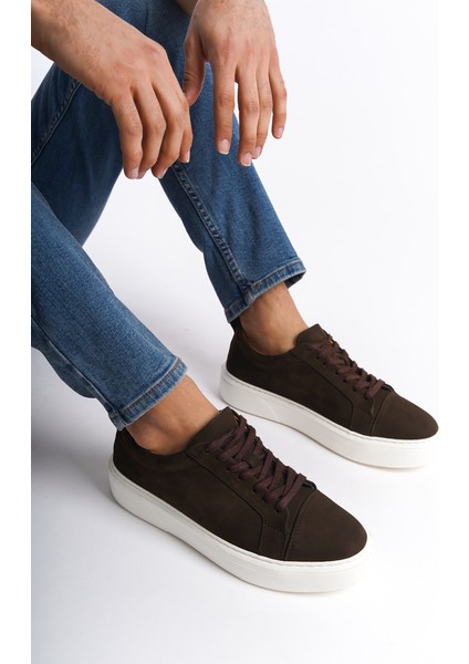Mbnbkm3-Kh Erkek Nubuk Deri Kahverengi Sneaker & Spor Ayakkabı